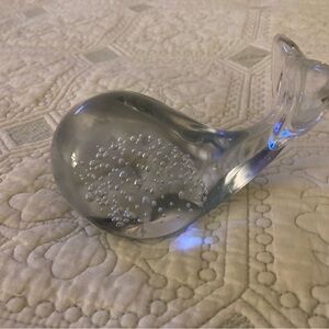 WHALE WATCHER?  Glass Whale Paperweight Clear Controlled Bubbles Art Glass